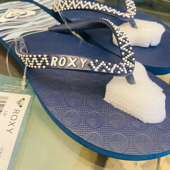 Navy Roxy Flip-Flops - Picture 5 of 7